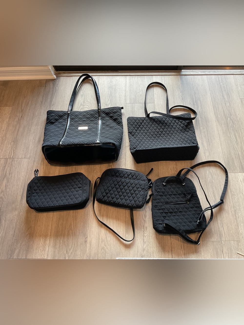 Vera Bradley Black Quilted 5piece BUNDLE - Good Used Condition MSRP: $425+ - Picture 2 of 16